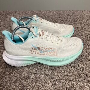 Hoka Mach 6 Women's Running Shoes White Aqua‎ Teal Size 10B